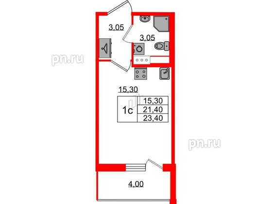 Квартира в ЖК «Бионика Заповедная», студия, 21.4 м², 12 этаж