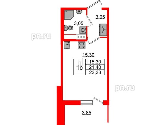 Квартира в ЖК «Бионика Заповедная», студия, 21.4 м², 12 этаж