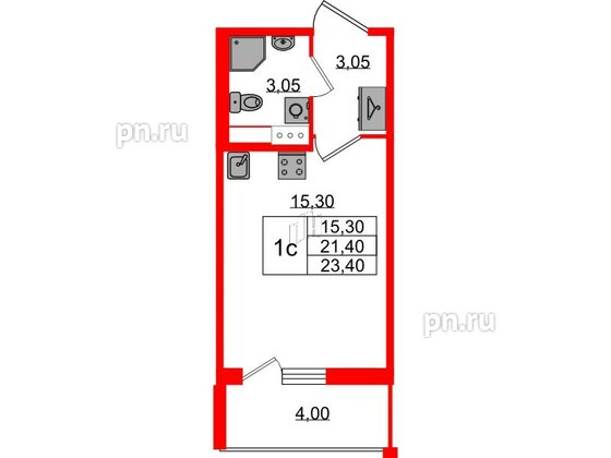 Квартира в ЖК «Бионика Заповедная», студия, 21.4 м², 12 этаж