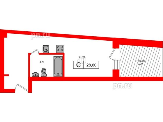 Квартира в ЖК VEREN Village Стрельна, студия, 28.6 м², 1 этаж