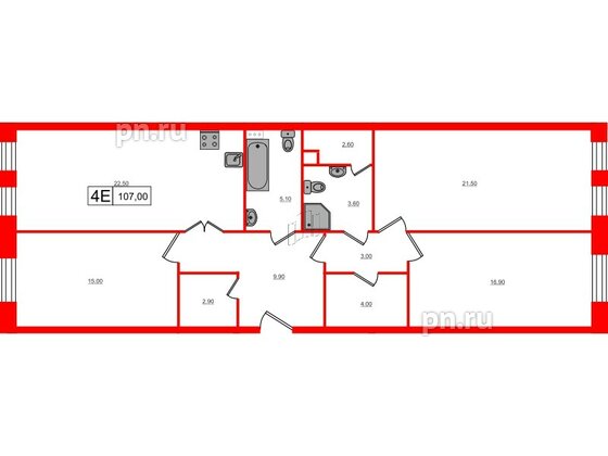 Квартира в ЖК VEREN Village Стрельна, 3 комнатная, 107 м², 2 этаж