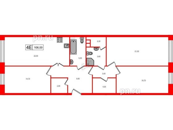 Квартира в ЖК VEREN Village Стрельна, 3 комнатная, 106 м², 3 этаж