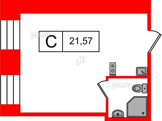 Апартаменты в ЖК Furman 1845, студия, 21.57 м², 5 этаж