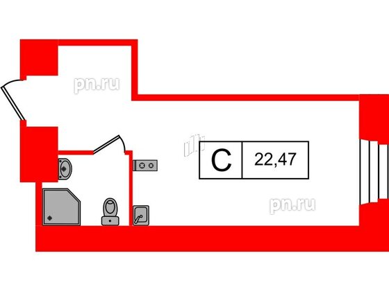 Апартаменты в ЖК Furman 1845, студия, 22.47 м², 4 этаж