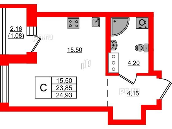 Квартира в ЖК iD Murino III, студия, 24.93 м², 5 этаж