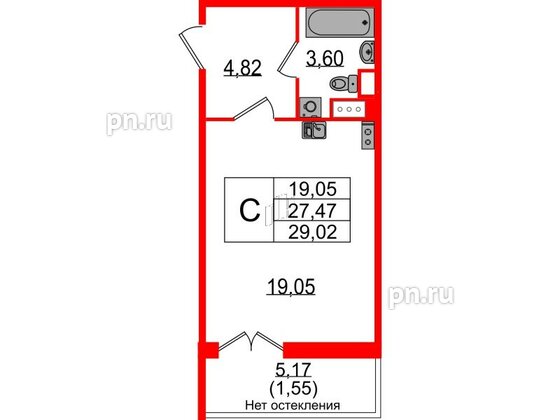 Квартира в ЖК Sertolovo Park, студия, 29.02 м², 6 этаж