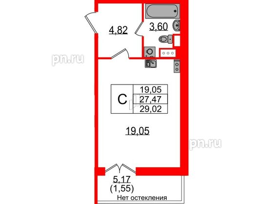 Квартира в ЖК Sertolovo Park, студия, 29.02 м², 4 этаж