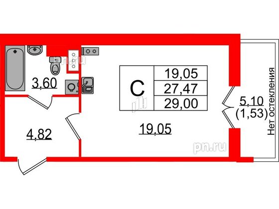 Квартира в ЖК Sertolovo Park, студия, 29 м², 2 этаж