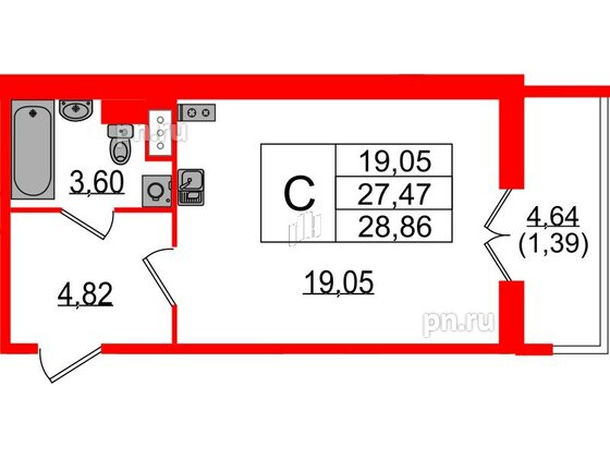 Квартира в ЖК Sertolovo Park, студия, 28.86 м², 3 этаж