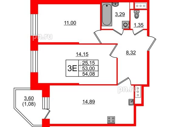 Квартира в ЖК Живи в Рыбацком, 2 комнатная, 53 м², 9 этаж