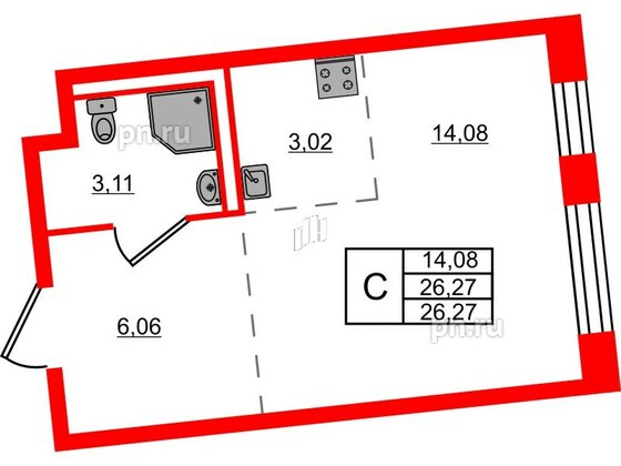 Квартира в ЖК Квартал Лаголово, студия, 26.27 м², 1 этаж