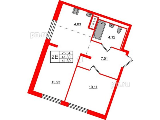 Квартира в ЖК Квартал Лаголово, 1 комнатная, 41.3 м², 7 этаж