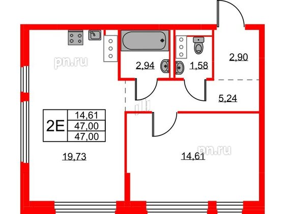 Квартира в ЖК Новое Колпино, 1 комнатная, 47 м², 10 этаж