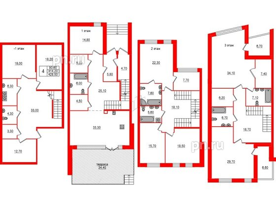 Квартира в ЖК ЛДМ, 4 комнатная, 428.5 м², 1 этаж