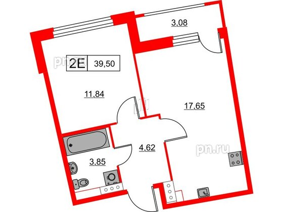 Квартира в ЖК Авиатор, 1 комнатная, 39.5 м², 5 этаж