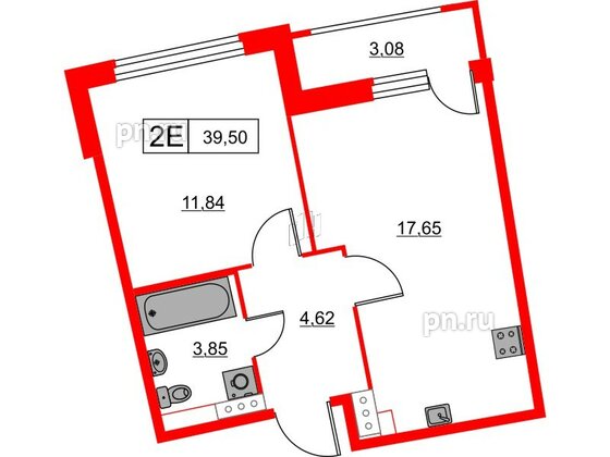 Квартира в ЖК Авиатор, 1 комнатная, 39.5 м², 11 этаж