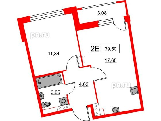 Квартира в ЖК Авиатор, 1 комнатная, 39.5 м², 11 этаж