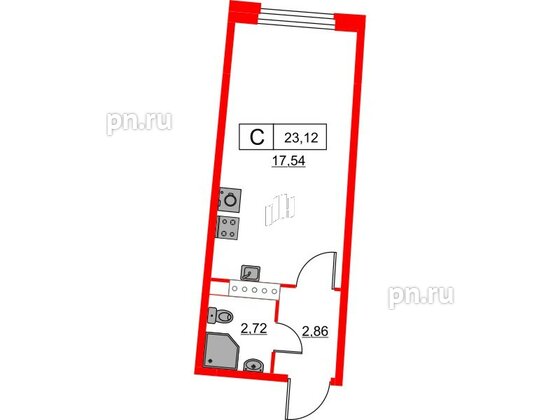 Квартира в ЖК Авиатор, студия, 23.12 м², 4 этаж