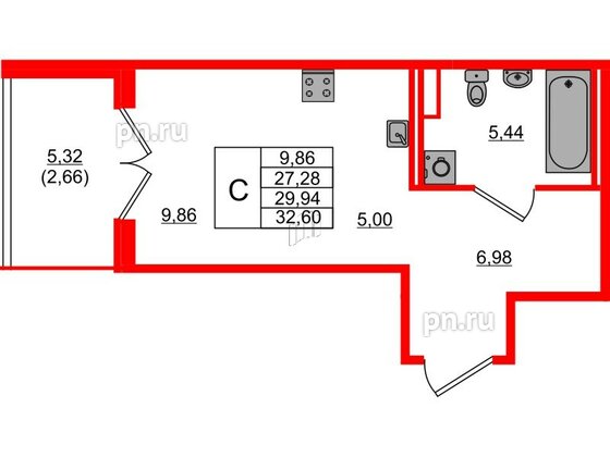 Квартира в ЖК Образцовый квартал, студия, 27.28 м², 1 этаж