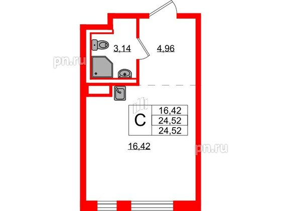 Квартира в ЖК Новые Лаврики, студия, 24.52 м², 11 этаж