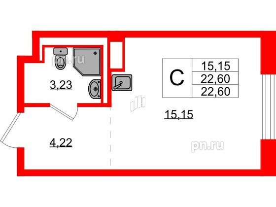 Квартира в ЖК Новые Лаврики, студия, 22.6 м², 10 этаж