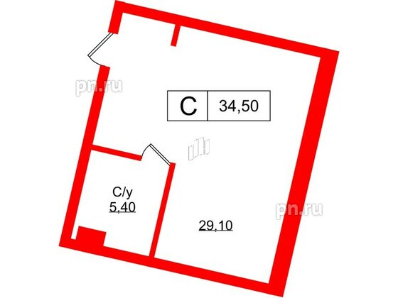 Апартаменты в ЖК Апартаменты Princesse Royal, студия, 34.5 м², 6 этаж