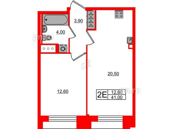 Квартира в ЖК Измайловский, 1 комнатная, 41 м², 4 этаж