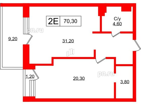 Апартаменты в ЖК Апартаменты Princesse Royal, 1 комнатные, 70.3 м², 7 этаж