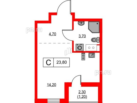 Квартира в ЖК А101 Лаголово, студия, 23.8 м², 11 этаж
