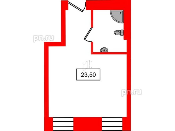 Апартаменты в ЖК Hovard Club, студия, 23.5 м², 2 этаж