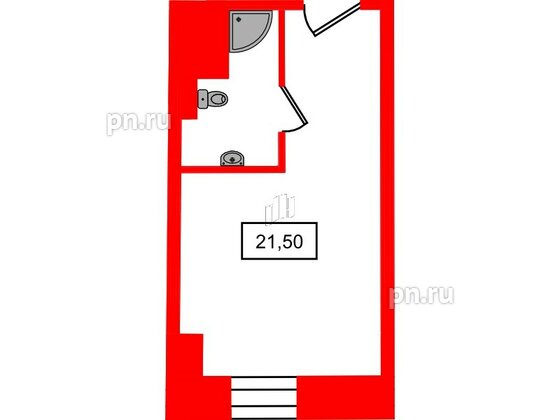 Апартаменты в ЖК Hovard Club, студия, 21.5 м², 2 этаж