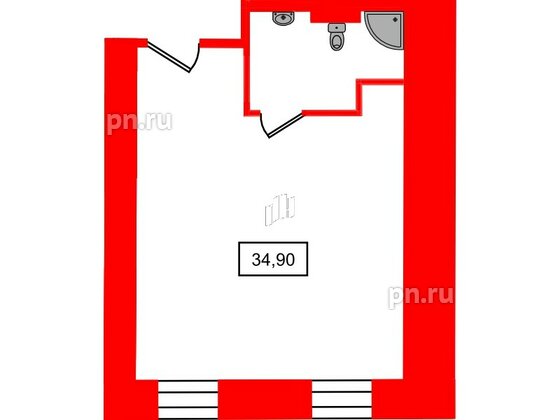 Апартаменты в ЖК Hovard Club, студия, 34.9 м², 2 этаж