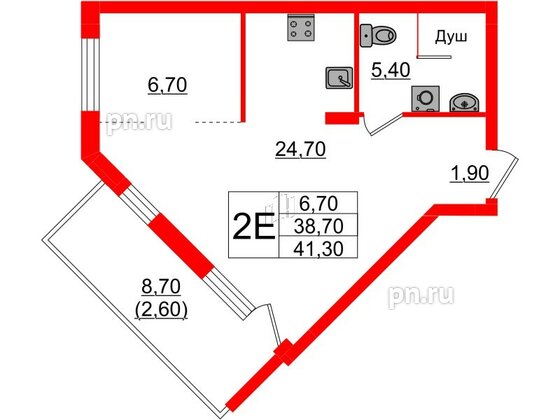 Квартира в Проект «RусскаЯ ЕвропА» ЖК «Вдохновение», 1 комнатная, 41.3 м², 9 этаж