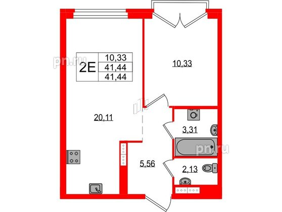 Квартира в ЖК «Максималист», 1 комнатная, 41.44 м², 14 этаж