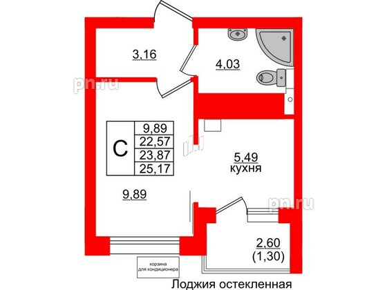 Квартира в ЖК Lake City-11, студия, 23.87 м², 2 этаж