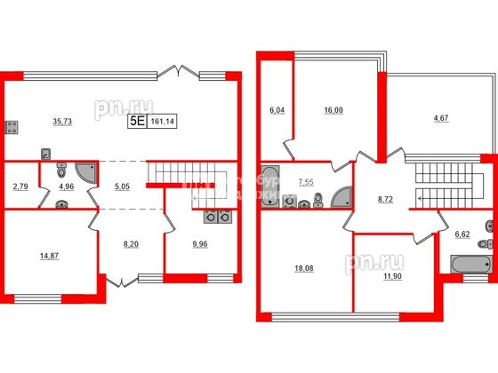 Квартира в ЖК «Моменты Репино», 4 комнатная, 161.14 м², 1 этаж