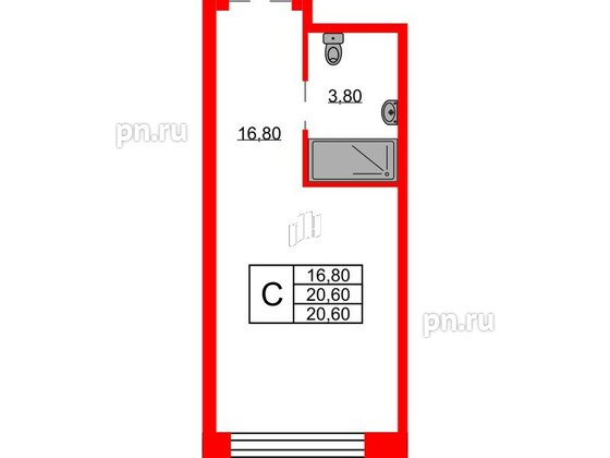 Апартаменты в ЖК Апартаменты INDUSTRIAL AVENIR, студия, 20.6 м², 2 этаж