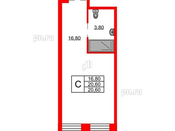 Апартаменты в ЖК Апартаменты INDUSTRIAL AVENIR, студия, 20.6 м², 12 этаж