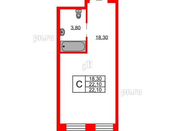 Апартаменты в ЖК AVENIR Industrial, студия, 22.1 м², 12 этаж