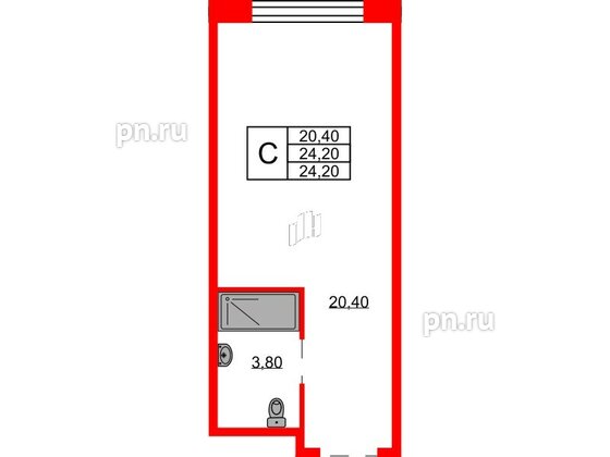 Апартаменты в ЖК Апартаменты INDUSTRIAL AVENIR, студия, 24.2 м², 2 этаж