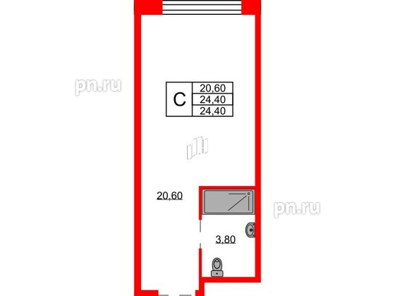 Апартаменты в ЖК Апартаменты INDUSTRIAL AVENIR, студия, 24.4 м², 5 этаж