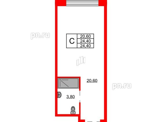 Апартаменты в ЖК Апартаменты INDUSTRIAL AVENIR, студия, 24.4 м², 2 этаж