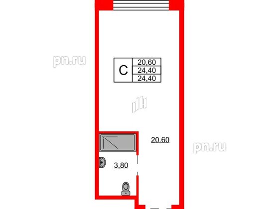 Апартаменты в ЖК Апартаменты INDUSTRIAL AVENIR, студия, 24.4 м², 2 этаж