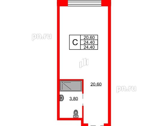 Апартаменты в ЖК Апартаменты INDUSTRIAL AVENIR, студия, 24.4 м², 2 этаж