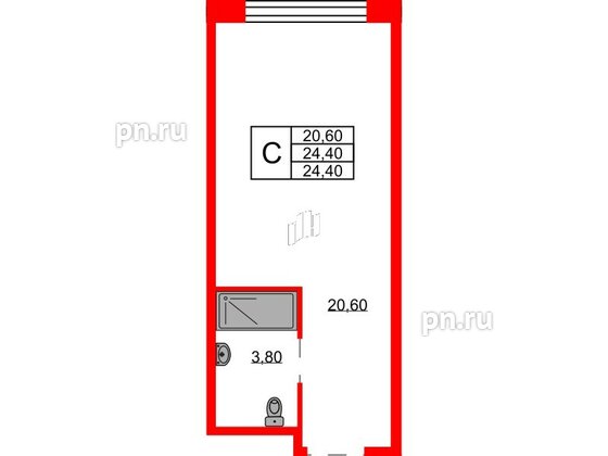 Апартаменты в ЖК Апартаменты INDUSTRIAL AVENIR, студия, 24.4 м², 5 этаж