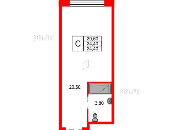 Апартаменты в ЖК Апартаменты INDUSTRIAL AVENIR, студия, 24.4 м², 2 этаж