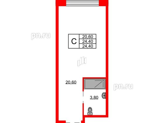 Апартаменты в ЖК Апартаменты INDUSTRIAL AVENIR, студия, 24.4 м², 9 этаж