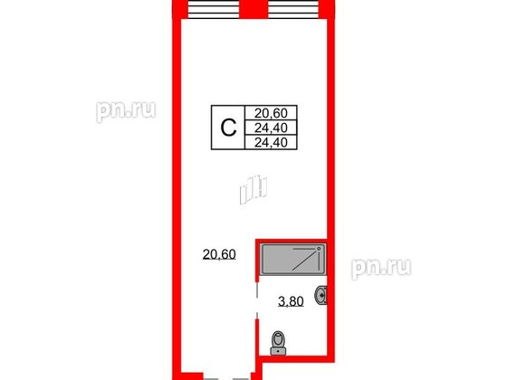 Апартаменты в ЖК Апартаменты INDUSTRIAL AVENIR, студия, 24.4 м², 12 этаж