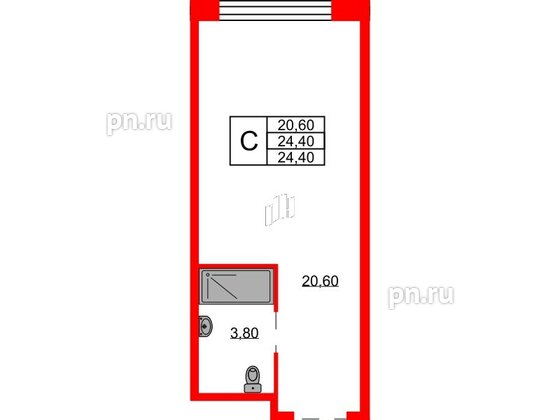 Апартаменты в ЖК Апартаменты INDUSTRIAL AVENIR, студия, 24.4 м², 2 этаж