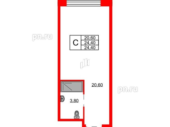 Апартаменты в ЖК Апартаменты INDUSTRIAL AVENIR, студия, 24.4 м², 7 этаж